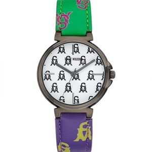 Steve Madden Unisex Purple/Green/Gunmetal Grey Strap Watch